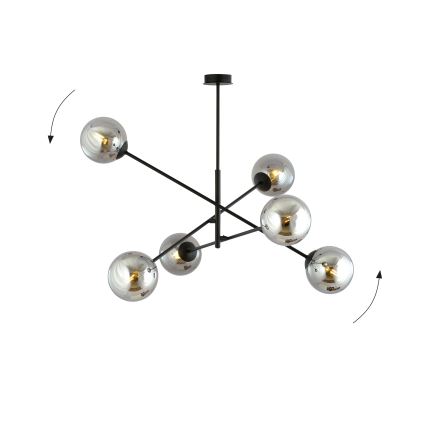 Pendellampe LINEAR 6xE14/10W/230V sort/grå