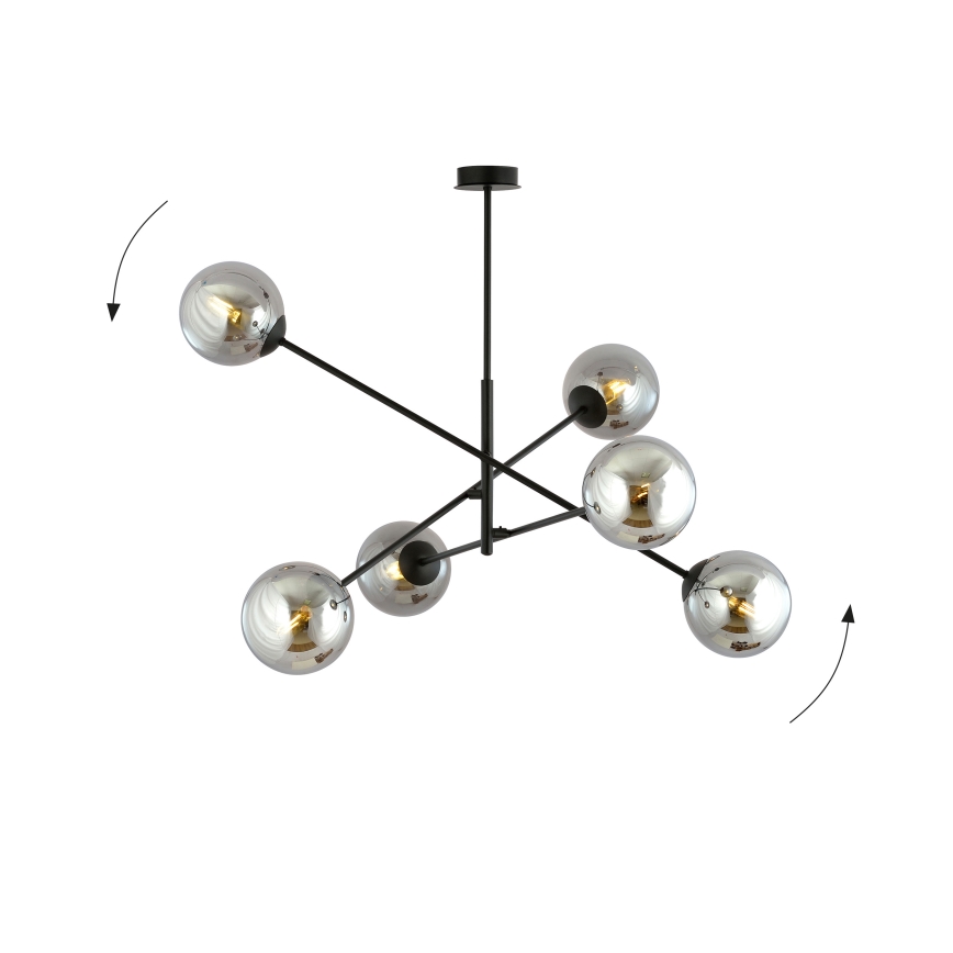 Pendellampe LINEAR 6xE14/10W/230V sort/grå