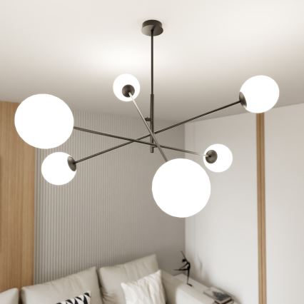 Pendellampe LINEAR 6xE14/10W/230V sort/hvid