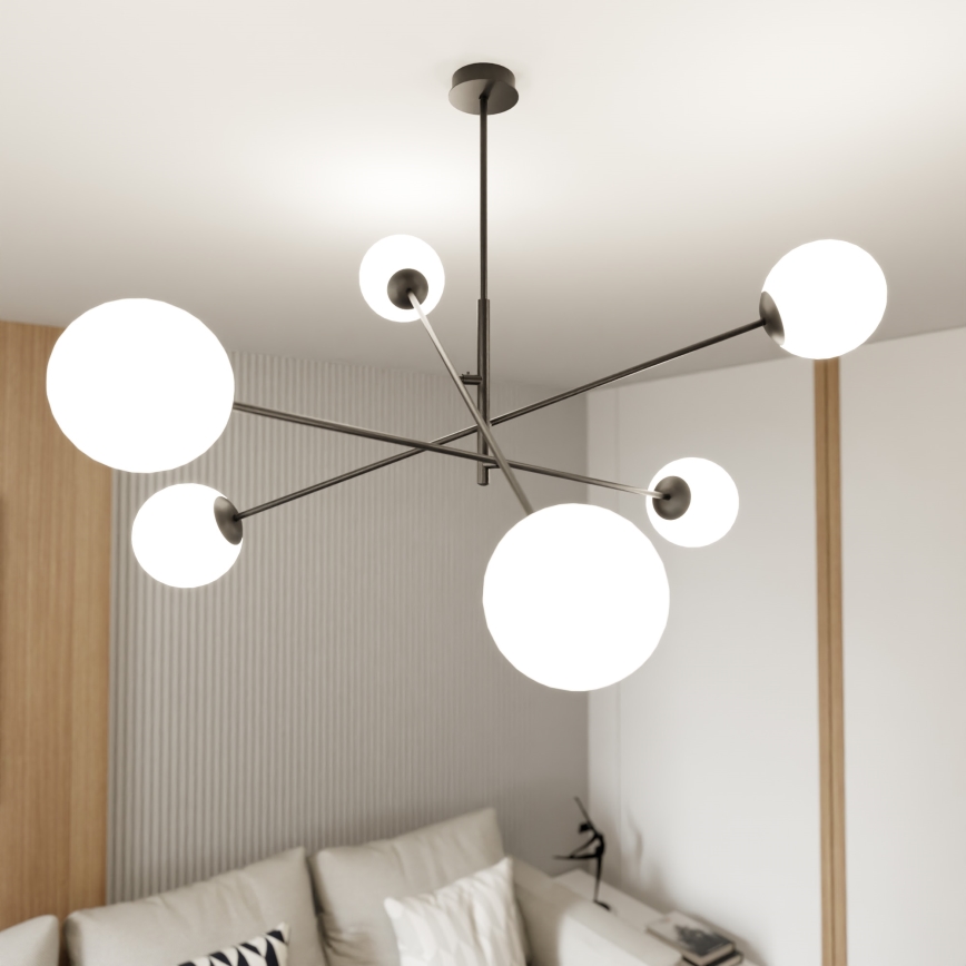 Pendellampe LINEAR 6xE14/10W/230V sort/hvid