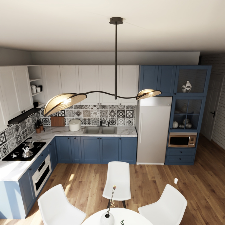 Pendellampe LOTUS 2xE14/10W/230V sort/beige