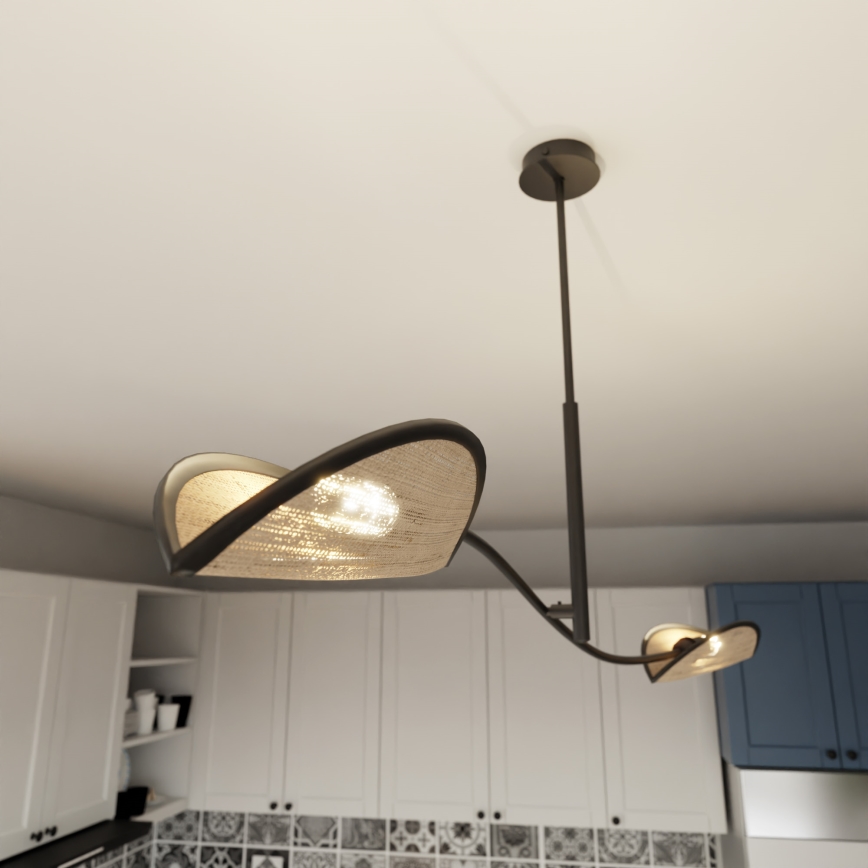 Pendellampe LOTUS 2xE14/10W/230V sort/beige