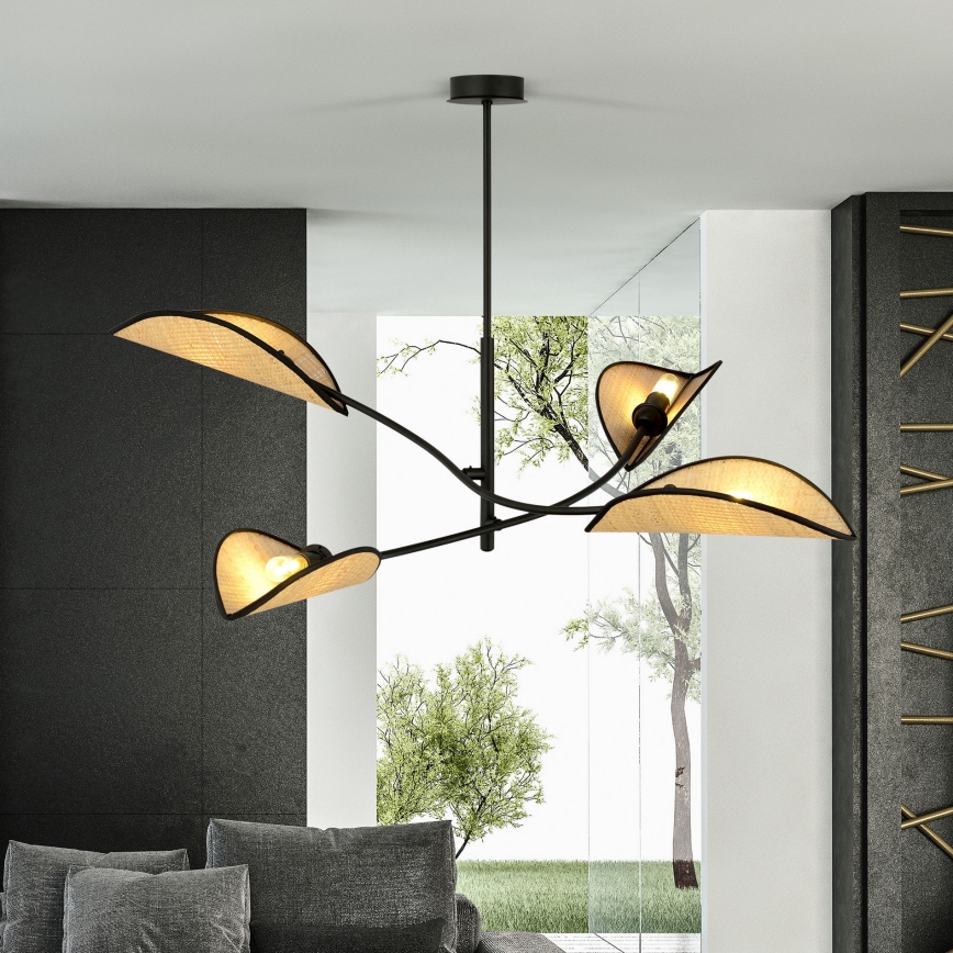 Pendellampe LOTUS 4xE14/10W/230V sort/beige