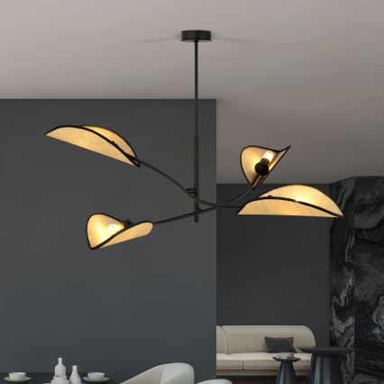 Pendellampe LOTUS 4xE14/10W/230V sort/beige