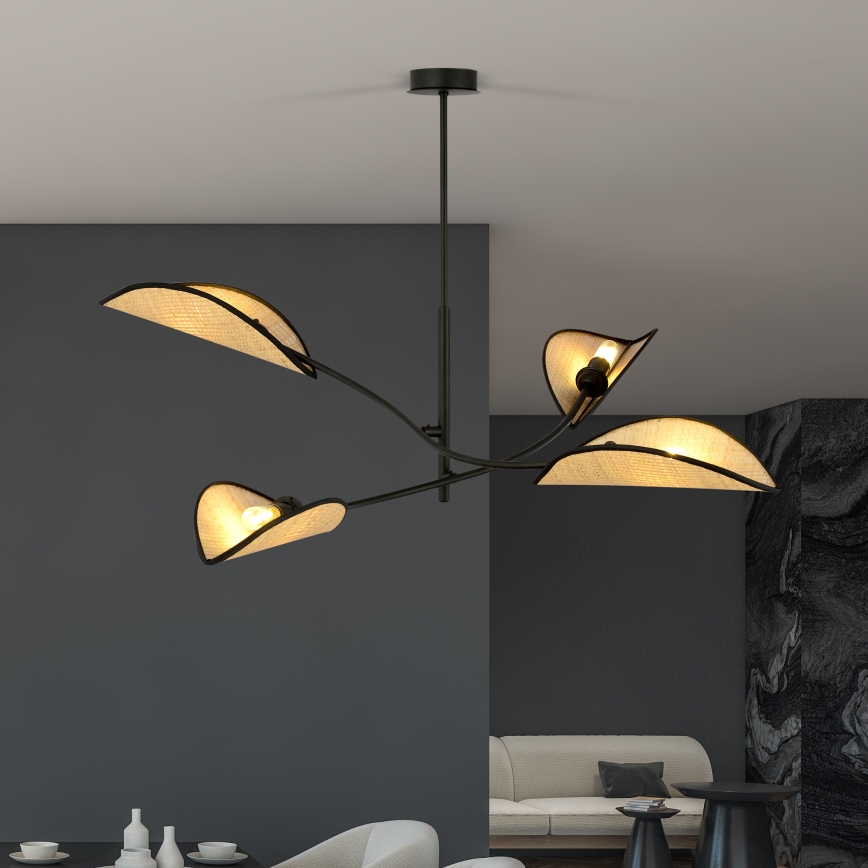 Pendellampe LOTUS 4xE14/10W/230V sort/beige