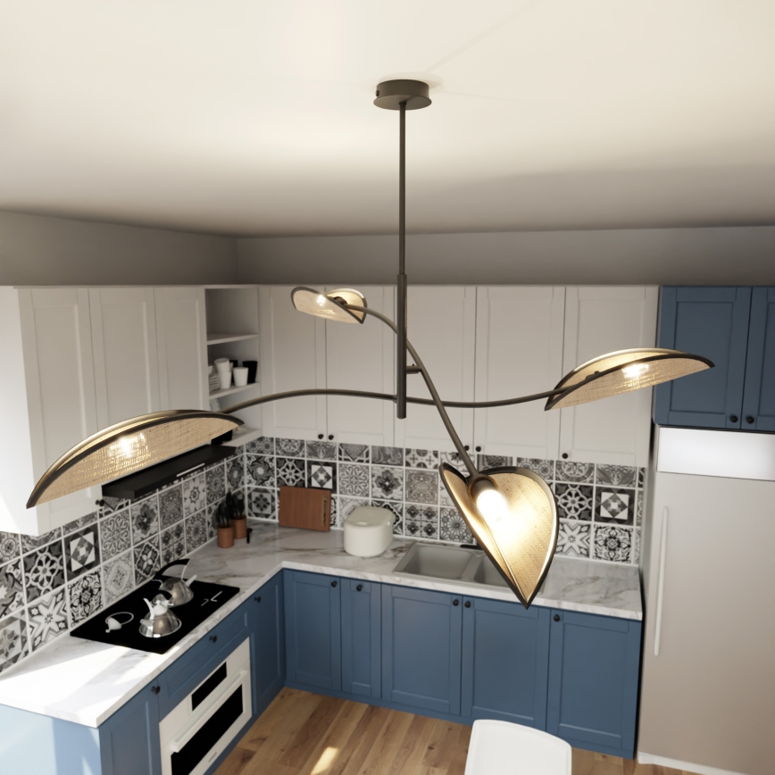 Pendellampe LOTUS 4xE14/10W/230V sort/beige