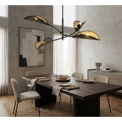 Pendellampe LOTUS 4xE14/10W/230V sort/guldfarvet