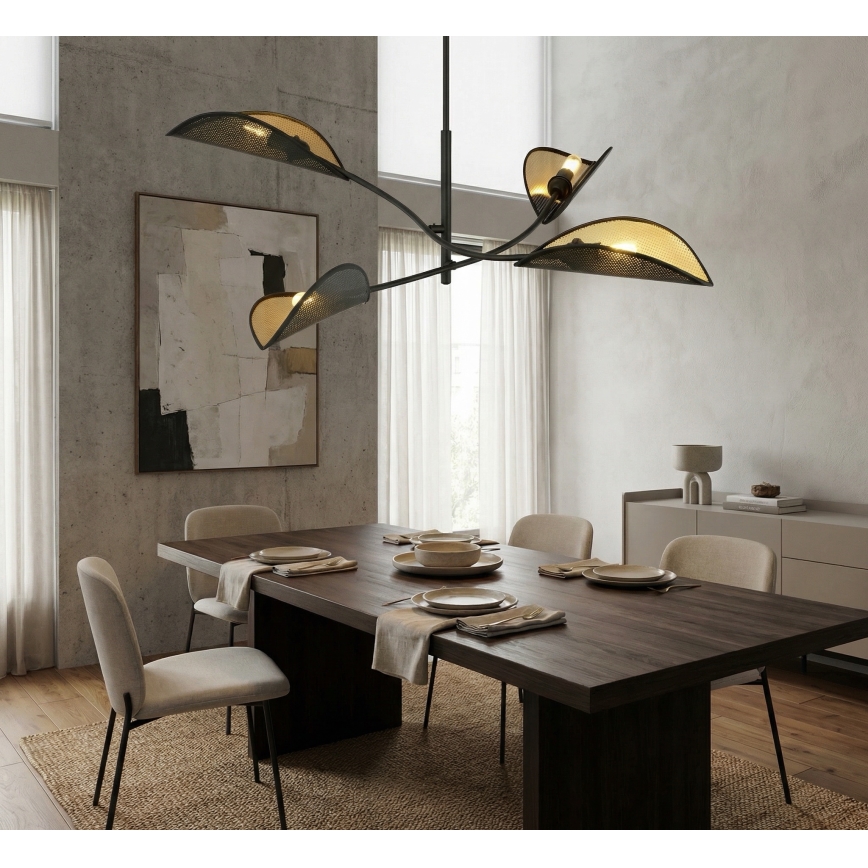 Pendellampe LOTUS 4xE14/10W/230V sort/guldfarvet