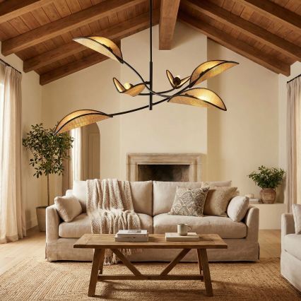Pendellampe LOTUS 6xE14/10W/230V sort/beige