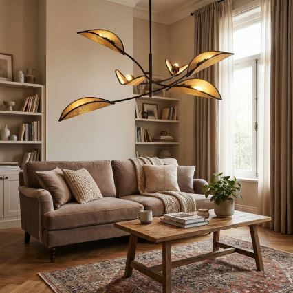Pendellampe LOTUS 6xE14/10W/230V sort/beige