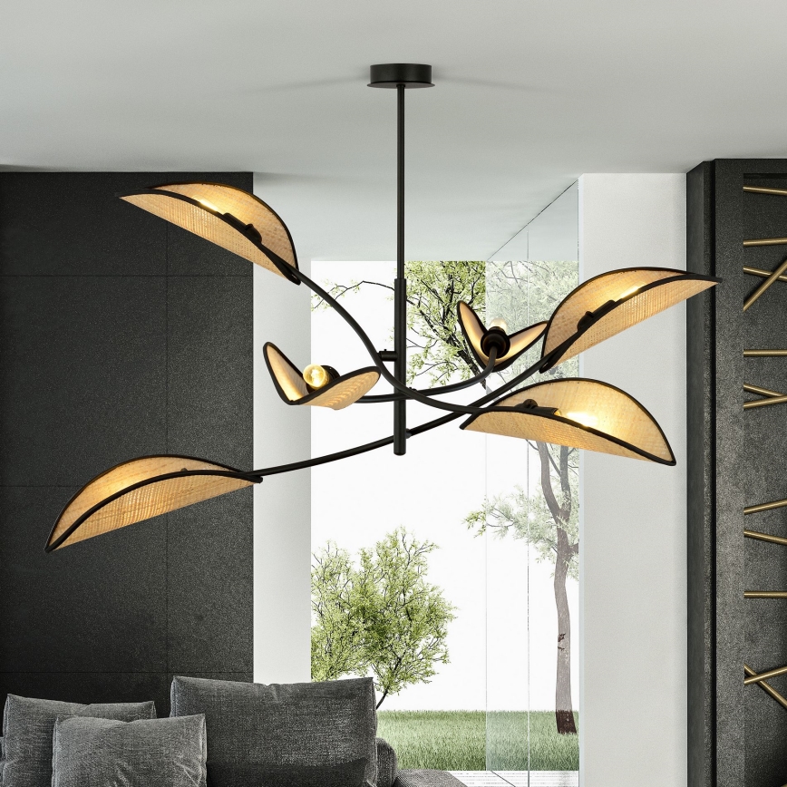 Pendellampe LOTUS 6xE14/10W/230V sort/beige