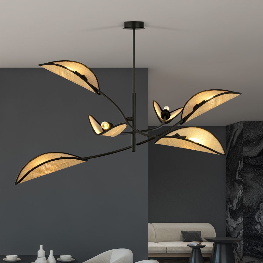 Pendellampe LOTUS 6xE14/10W/230V sort/beige