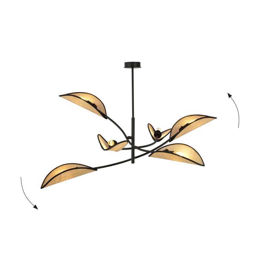 Pendellampe LOTUS 6xE14/10W/230V sort/beige