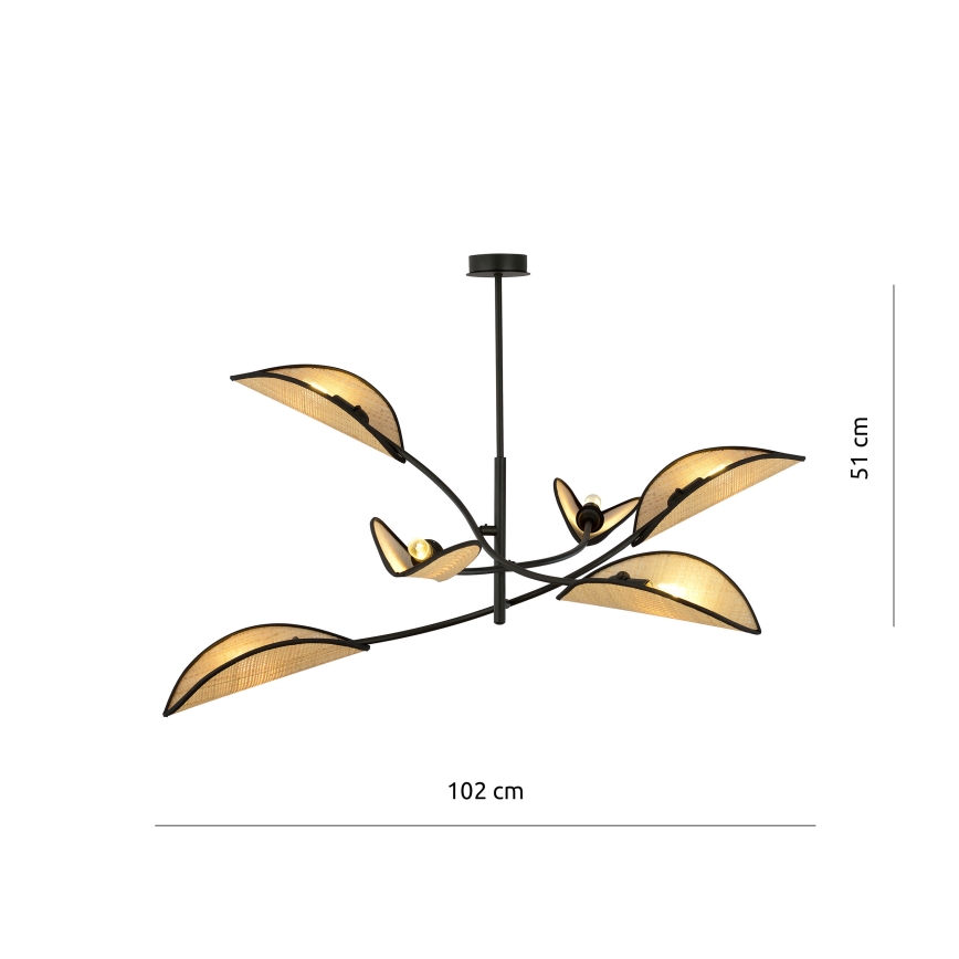 Pendellampe LOTUS 6xE14/10W/230V sort/beige