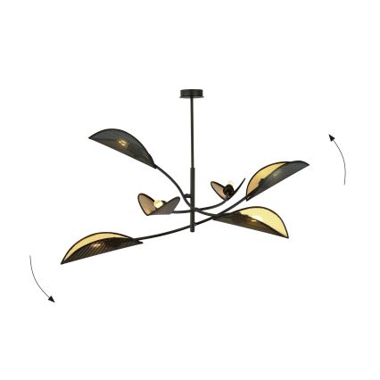 Pendellampe LOTUS 6xE14/10W/230V sort/guldfarvet
