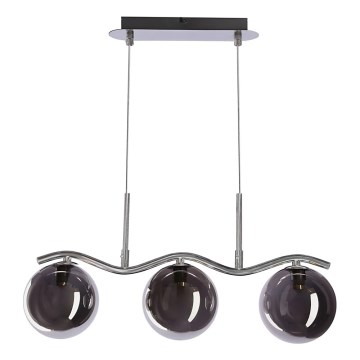 Pendellampe LUMOS 3xG9/20W/230V røgfyldt sort