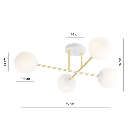 Pendellampe MAGNUM 4xE14/10W/230V hvid/guldfarvet