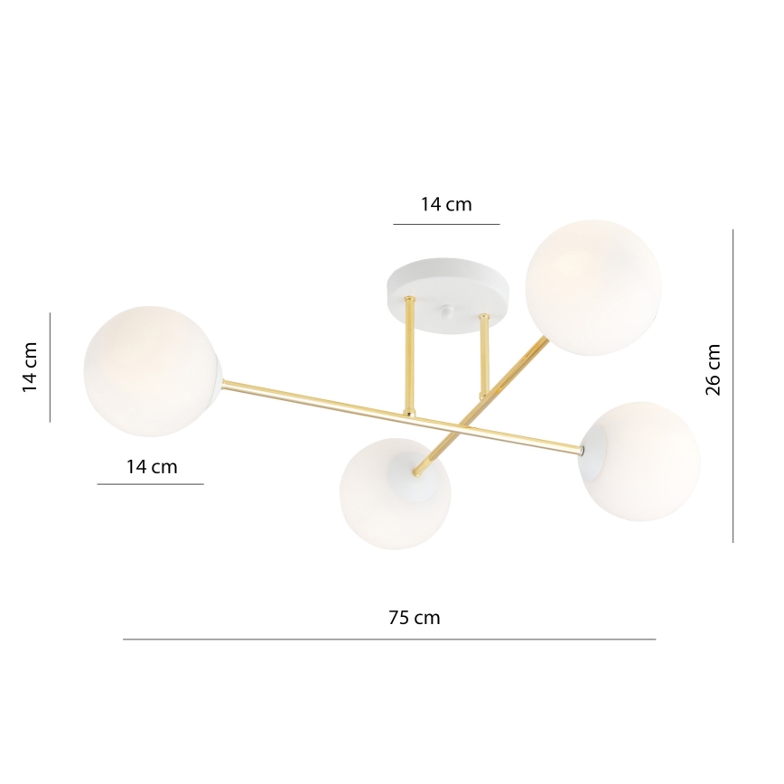 Pendellampe MAGNUM 4xE14/10W/230V hvid/guldfarvet