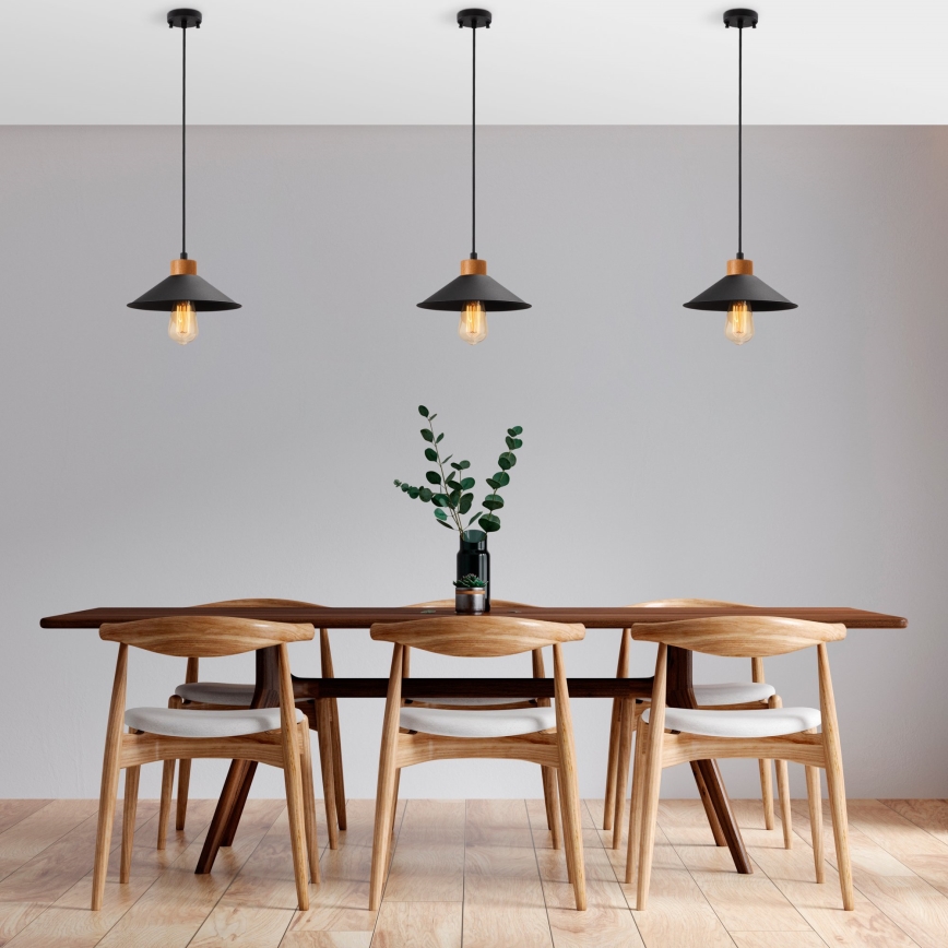 Pendellampe MANAVGAT 1xE27/40W/230V sort/brun
