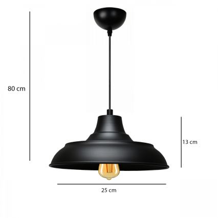 Pendellampe med kabel AYD 1xE27/40W/230V sort