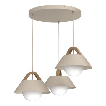 Pendellampe med kabel FUNDA 3xE27/15W/230V beige