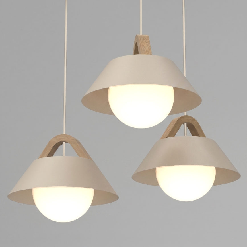 Pendellampe med kabel FUNDA 3xE27/15W/230V beige