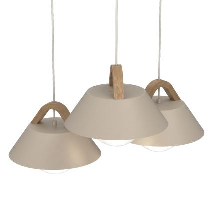 Pendellampe med kabel FUNDA 3xE27/15W/230V beige