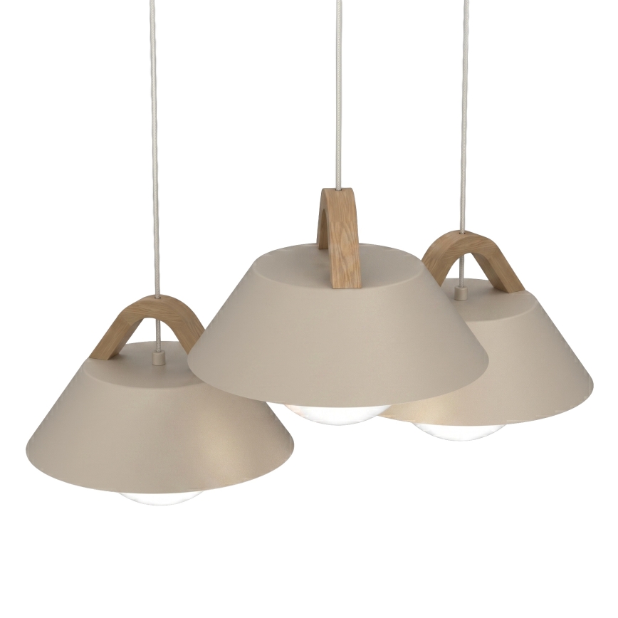 Pendellampe med kabel FUNDA 3xE27/15W/230V beige