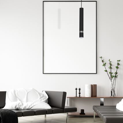 Pendellampe med kabel JOKER 1xGU10/25W/230V sort/poleret krom