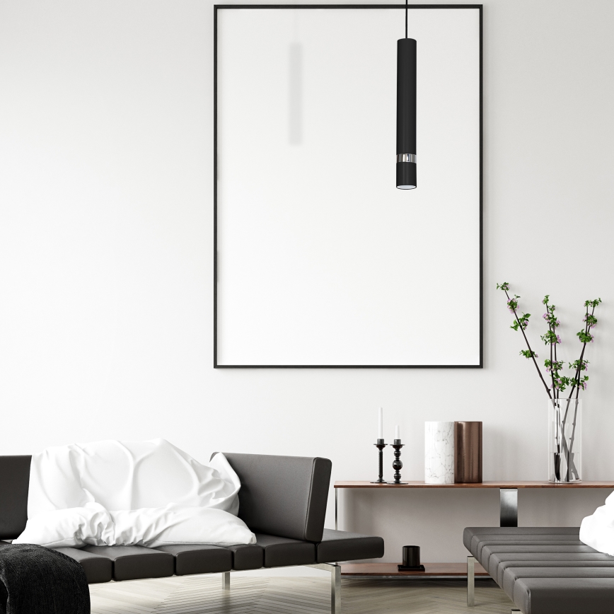 Pendellampe med kabel JOKER 1xGU10/25W/230V sort/poleret krom