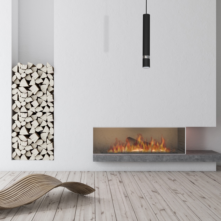 Pendellampe med kabel JOKER 1xGU10/25W/230V sort/poleret krom