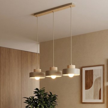 Pendellampe med kabel KIVI 3xE27/15W/230V beige