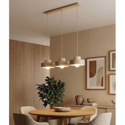 Pendellampe med kabel KIVI 3xE27/15W/230V beige