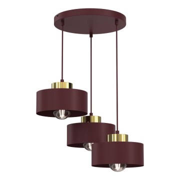 Pendellampe med kabel MARTI 3xE27/15W/230V bordeaux/guld