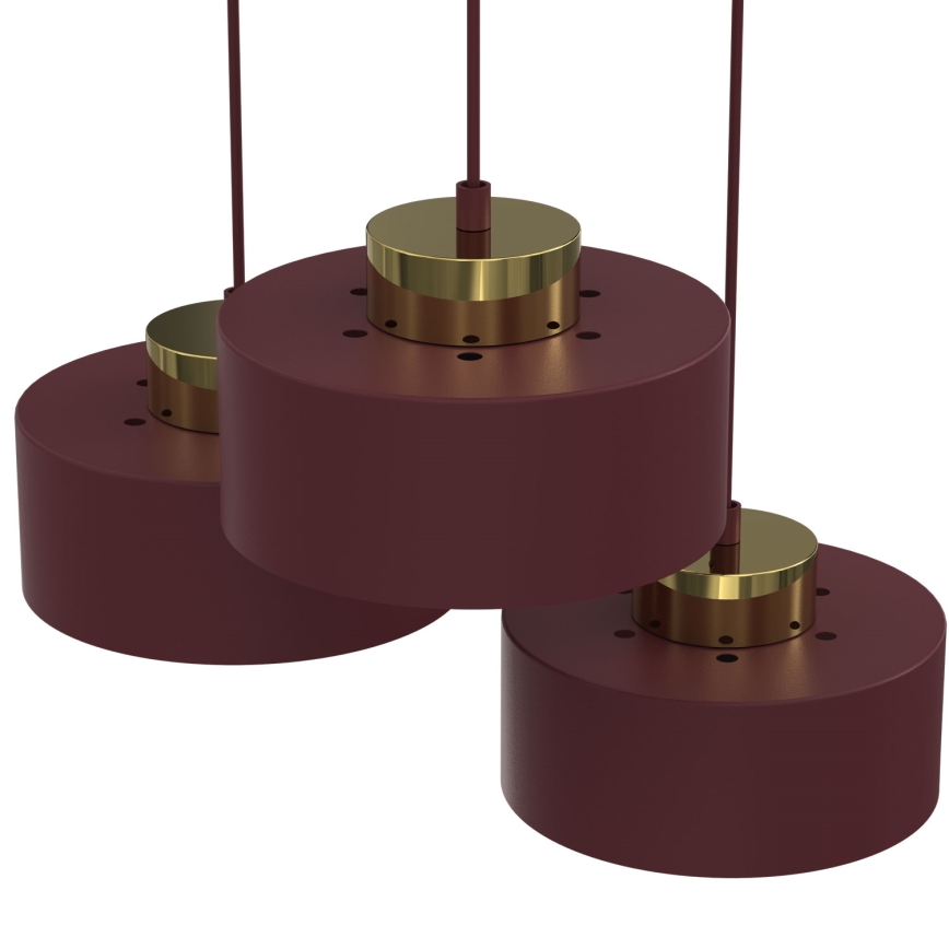 Pendellampe med kabel MARTI 3xE27/15W/230V bordeaux/guld