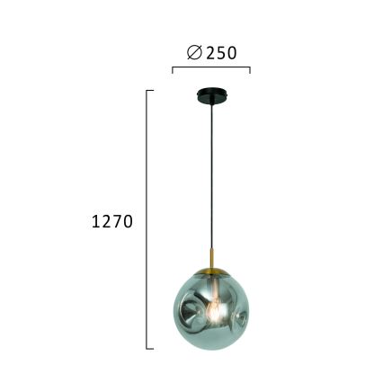 Pendellampe med kabel OSCAR 1xE27/40W/230V røget sort