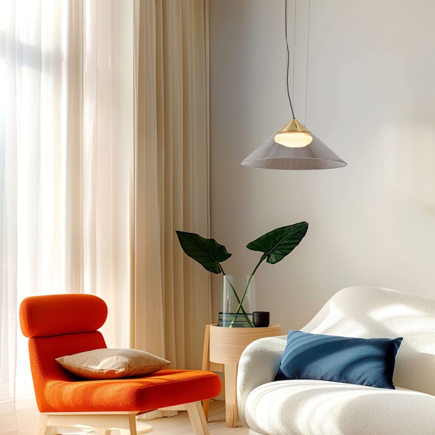 Pendellampe med kabel PRESTO 1xGX53/10W/230V Ø 34 cm guld/røggrå