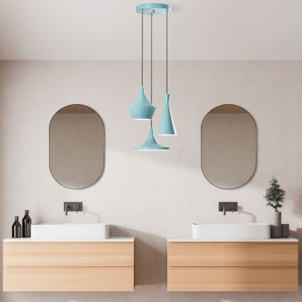Pendellampe med kabel TOM 3xE27/40W/230V blå