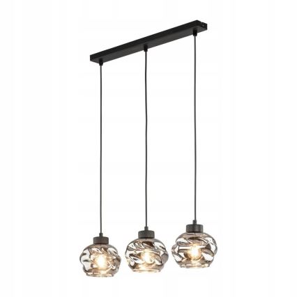 Pendellampe med kabel ZULIA 3xE27/15W/230V sort/røget sort
