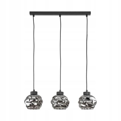 Pendellampe med kabel ZULIA 3xE27/15W/230V sort/røget sort