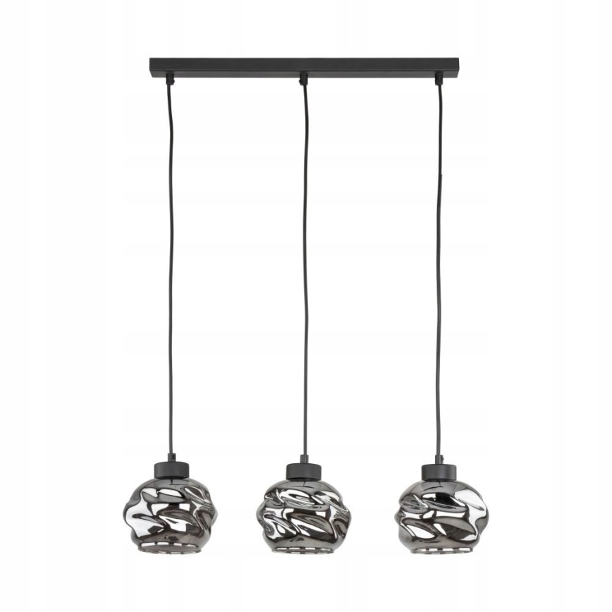Pendellampe med kabel ZULIA 3xE27/15W/230V sort/røget sort