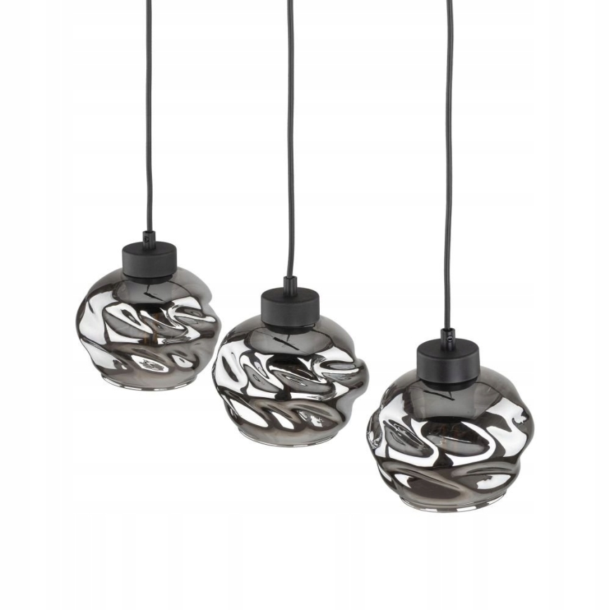 Pendellampe med kabel ZULIA 3xE27/15W/230V sort/røget sort