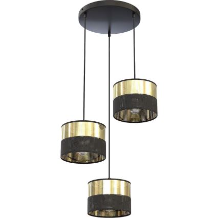 Pendellampe med kabelophæng LUX 3xE27/15W/230V sort/guld