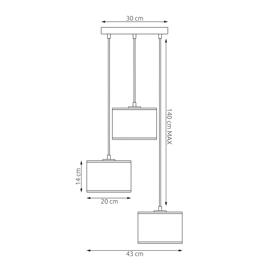 Pendellampe med kabelophæng LUX 3xE27/15W/230V sort/guld
