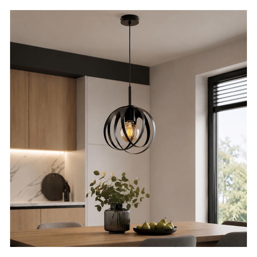 Pendellampe med ledning ASANI 1xE27/15W/230V sort