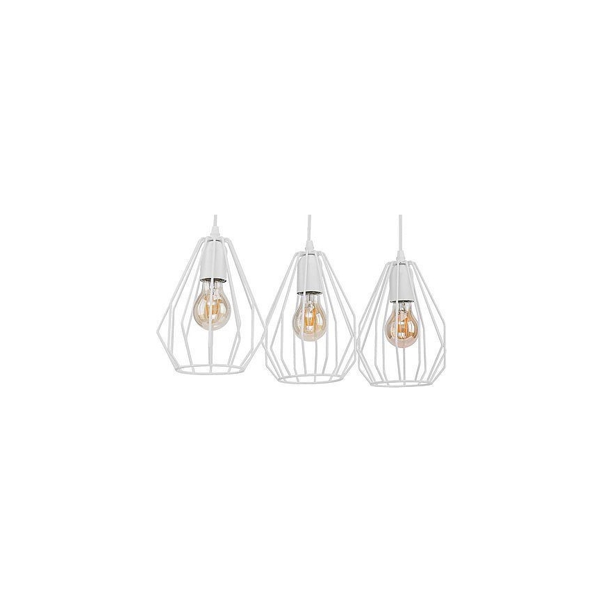 Pendellampe med ledning BRYLANT 3xE27/60W/230V hvid