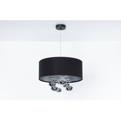 Pendellampe med ledning BUBBLE 1xE27/60W/230V Ø 40 cm sort