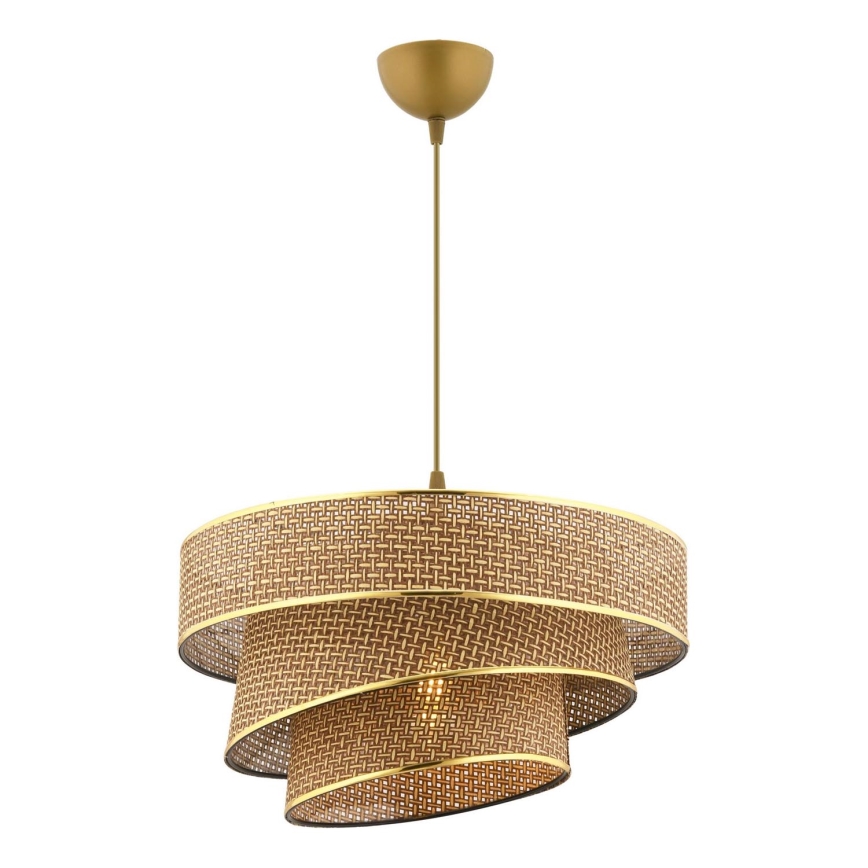 Pendellampe med ledning COUPER 1xE27/60W/230V brun/guld