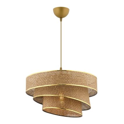 Pendellampe med ledning COUPER 1xE27/60W/230V brun/guld