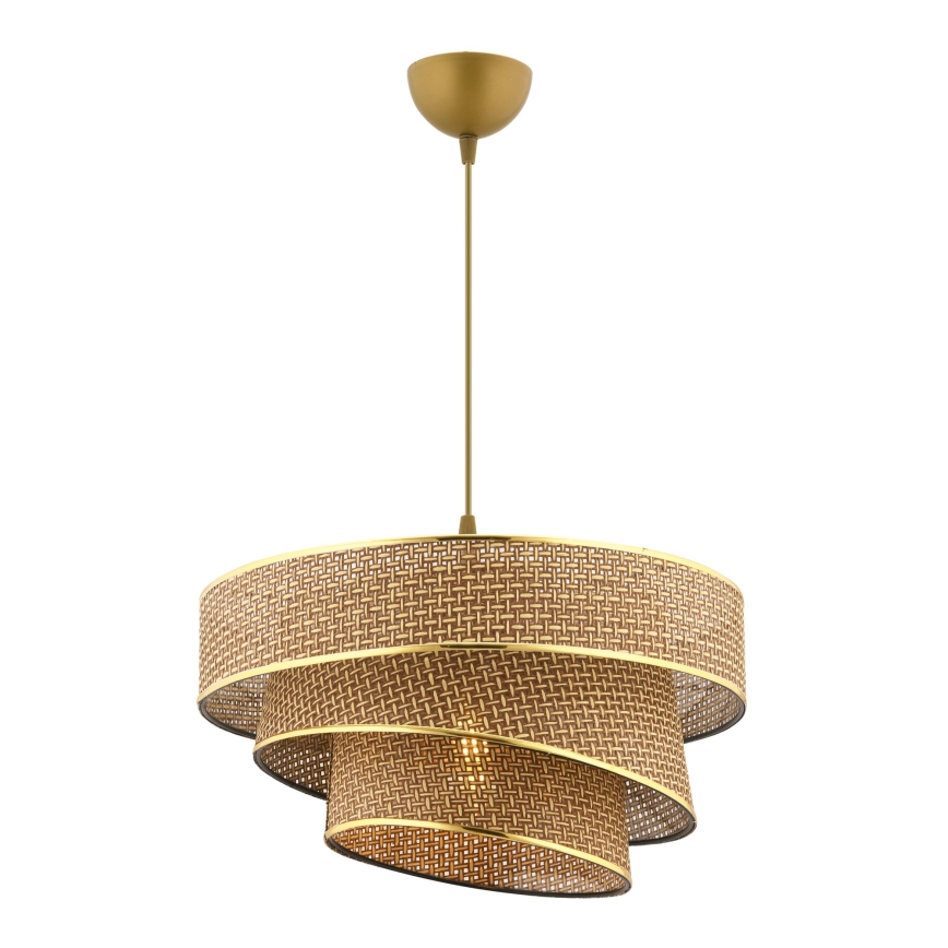 Pendellampe med ledning COUPER 1xE27/60W/230V brun/guld